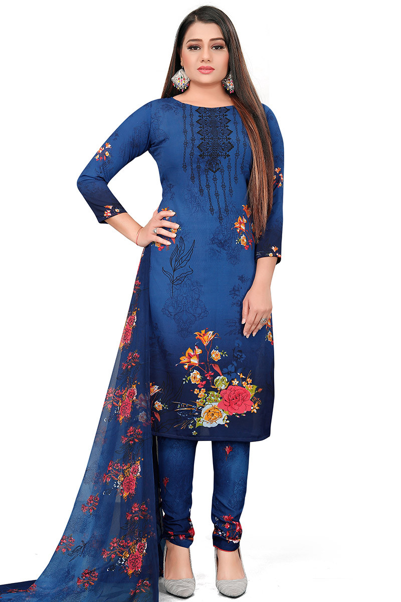 Best Churidar Suit in Blue Printed Fabric LSTV116449