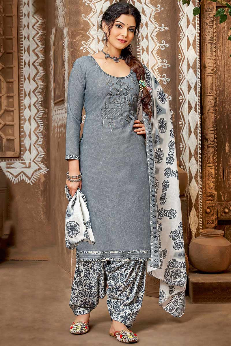 Grey colour punjabi suit online