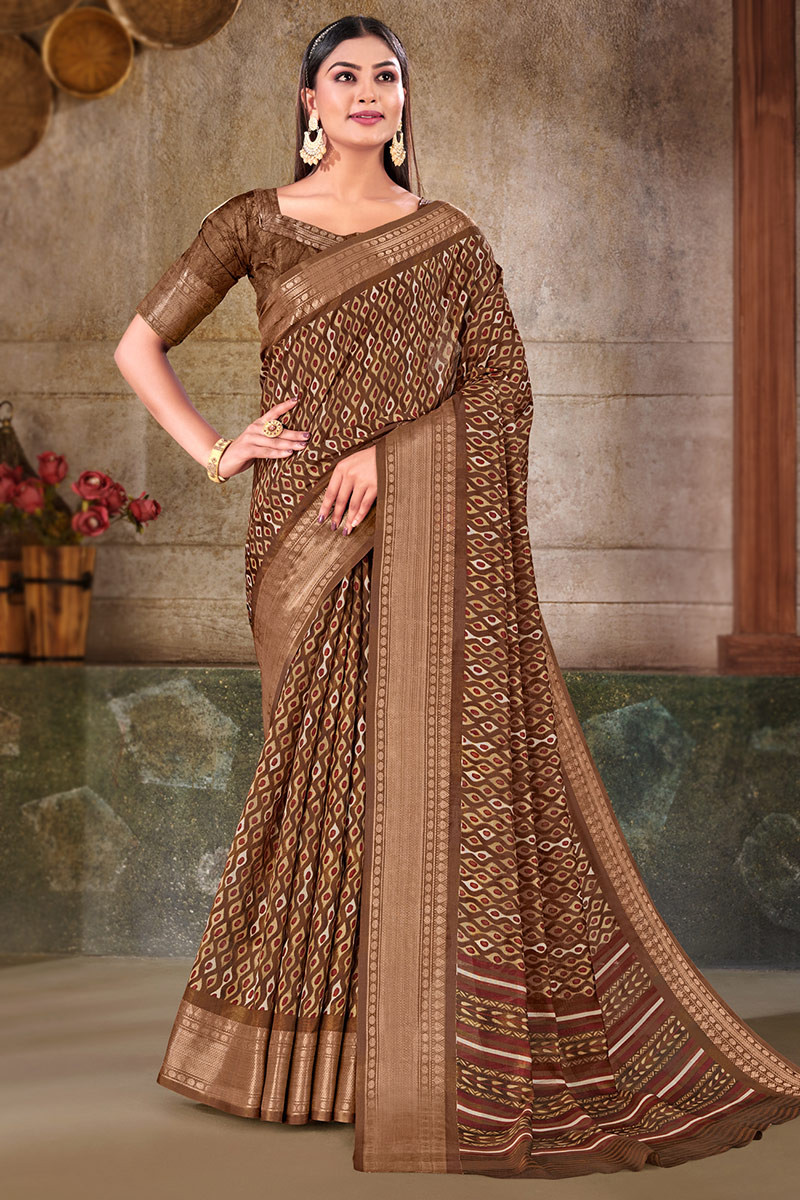 Festive, Party Wear, Wedding Beige and Brown color Banarasi Silk, Silk  fabric Saree : 1871698