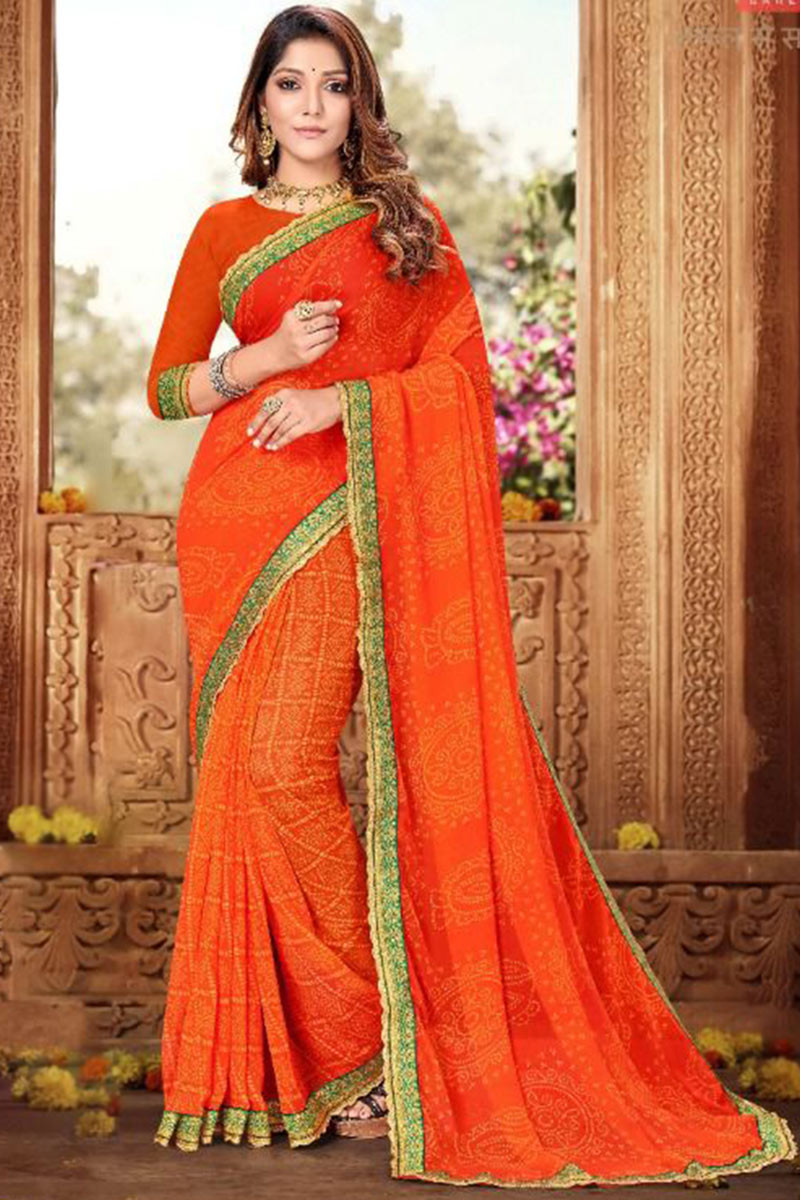 Top 6 Contrast Blouse with Orange Saree - YouTube