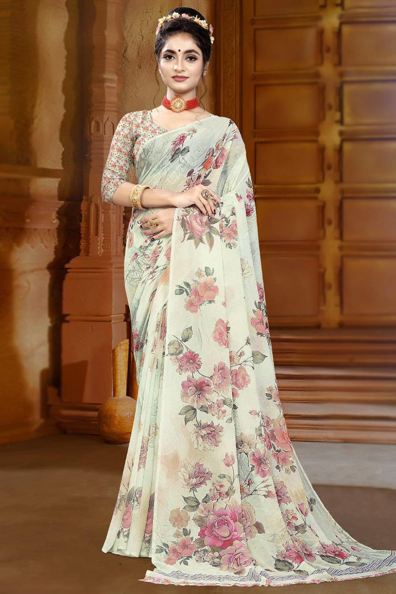 Off white party best sale wear saree