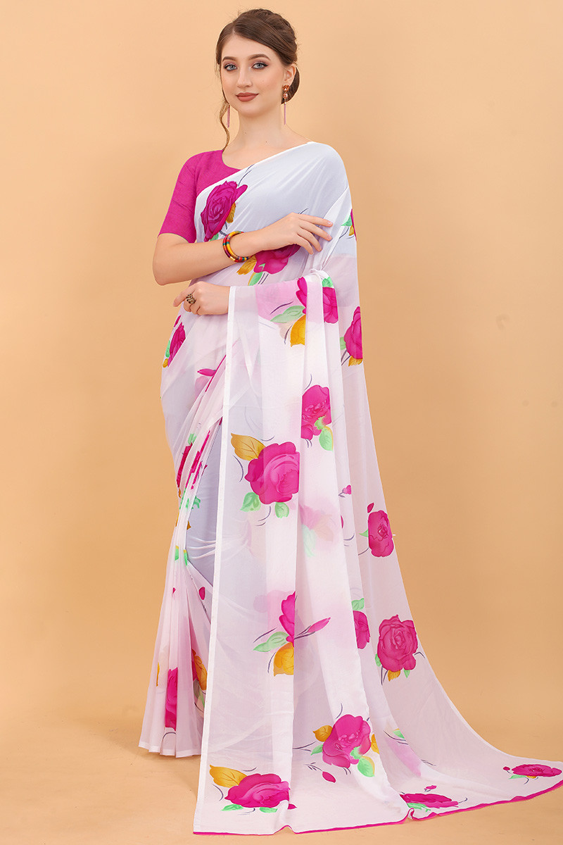 Buy PARAMPARA CREATION Woven Kanjivaram Pure Silk White Sarees Online @ Best  Price In India | Flipkart.com