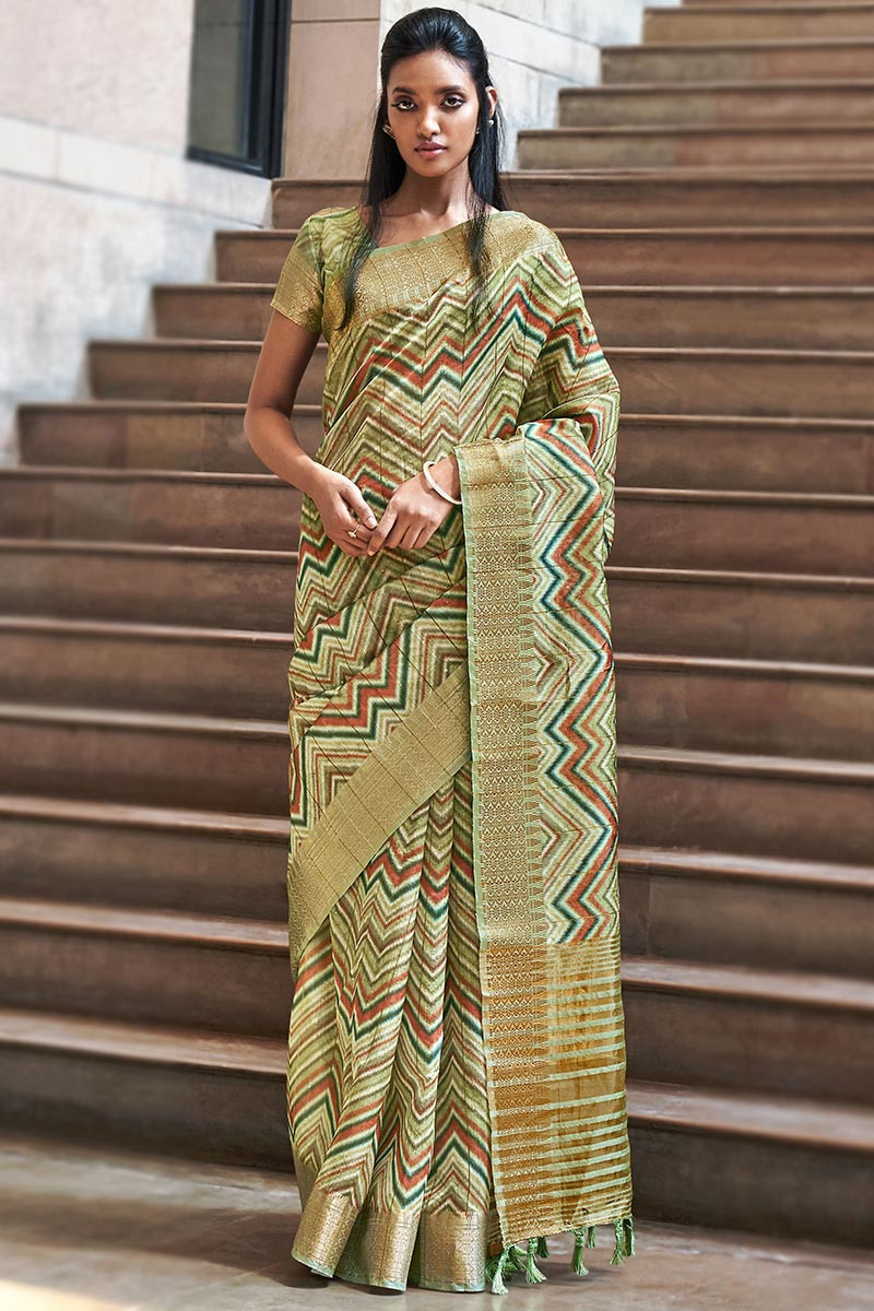 linen Saree With Digital Print – Sudarshansarees