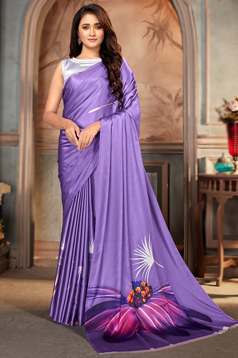Buy Light Purple Kanjivaram Silk Saree Online