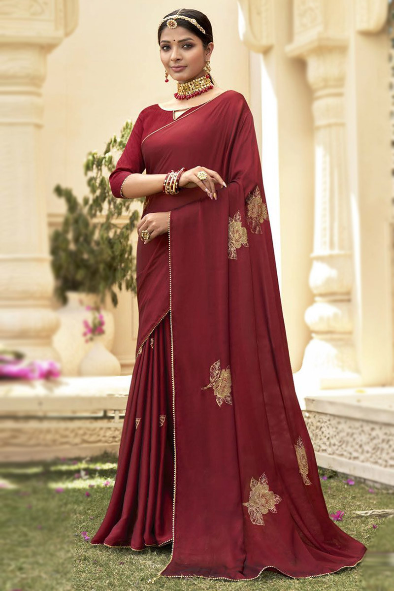 Maroon Crush Party Wear Saree