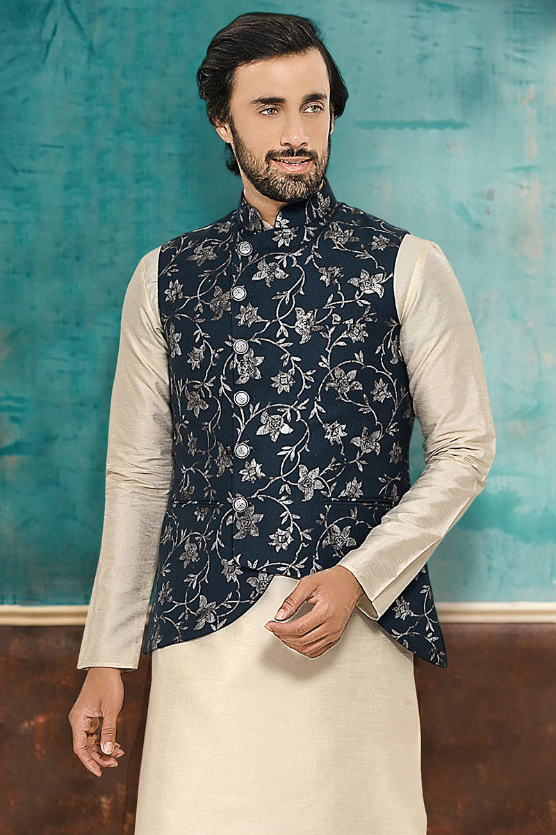 Mehendi Color Full Embroidered Waistcoat With Golden Embellished. – Uomo  Attire