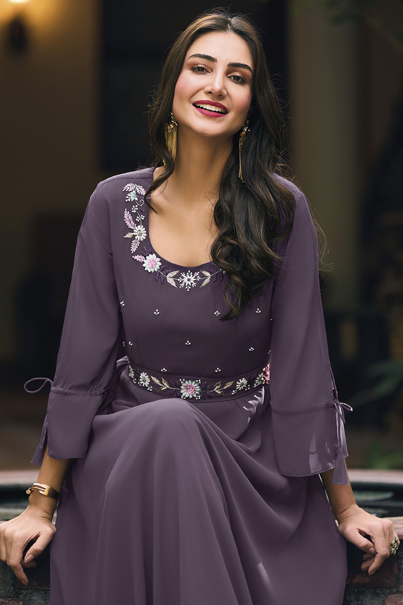 Buy Purple Georgette Gown LSTV121381