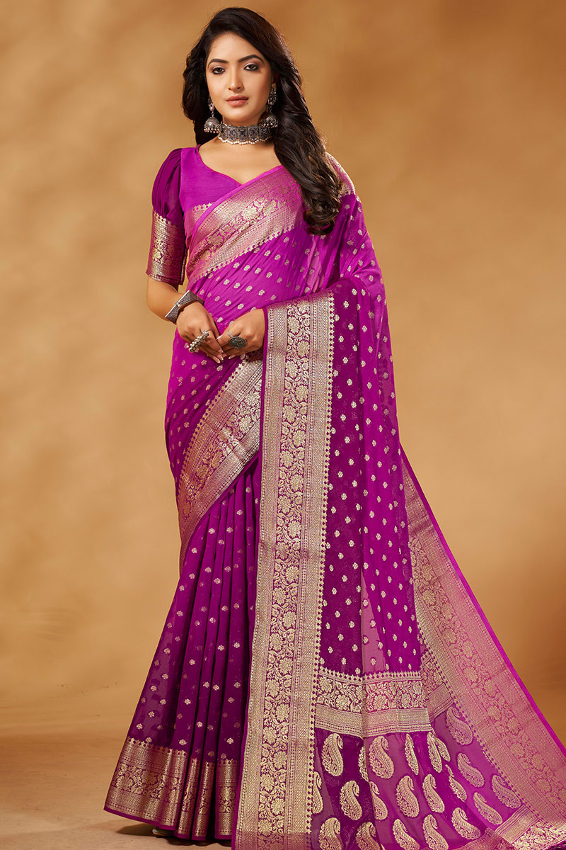 Elegant Bandhani Georgette Saree with Zari Border