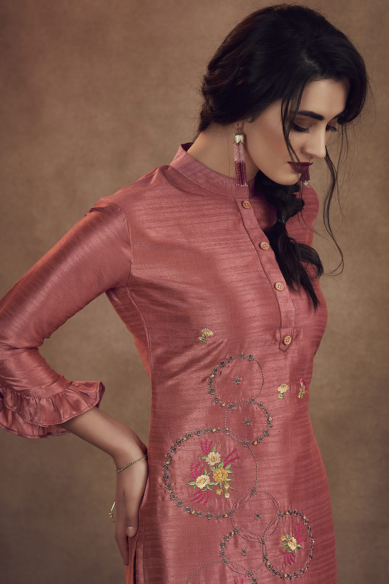 Buy Indian Designer Beige Suit - Net Pant Style Salwar Suit – Empress  Clothing