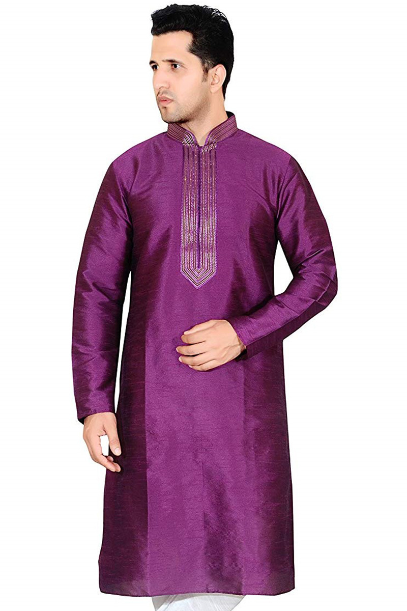 Silk Kurta In Purple Colour