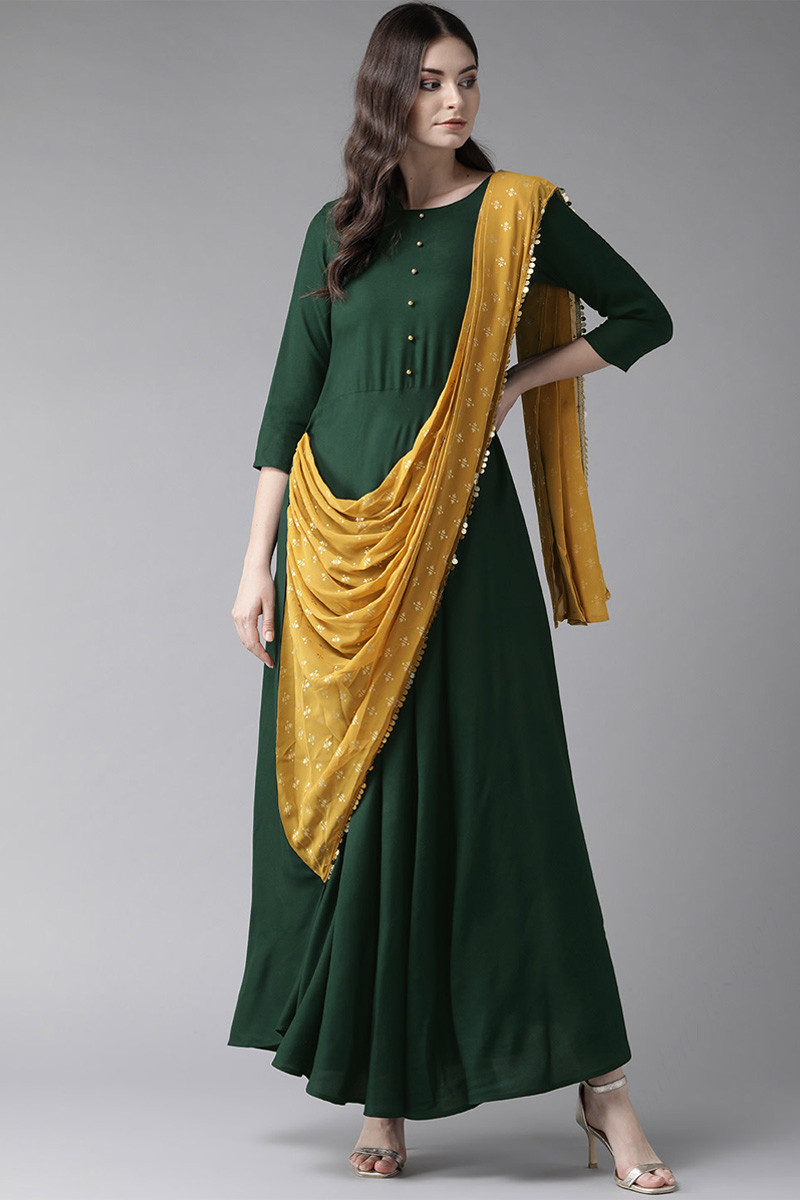 Buy Dark Green Chikankari Kurti- Cotton Online | DressingStylesCA.com-nttc.com.vn