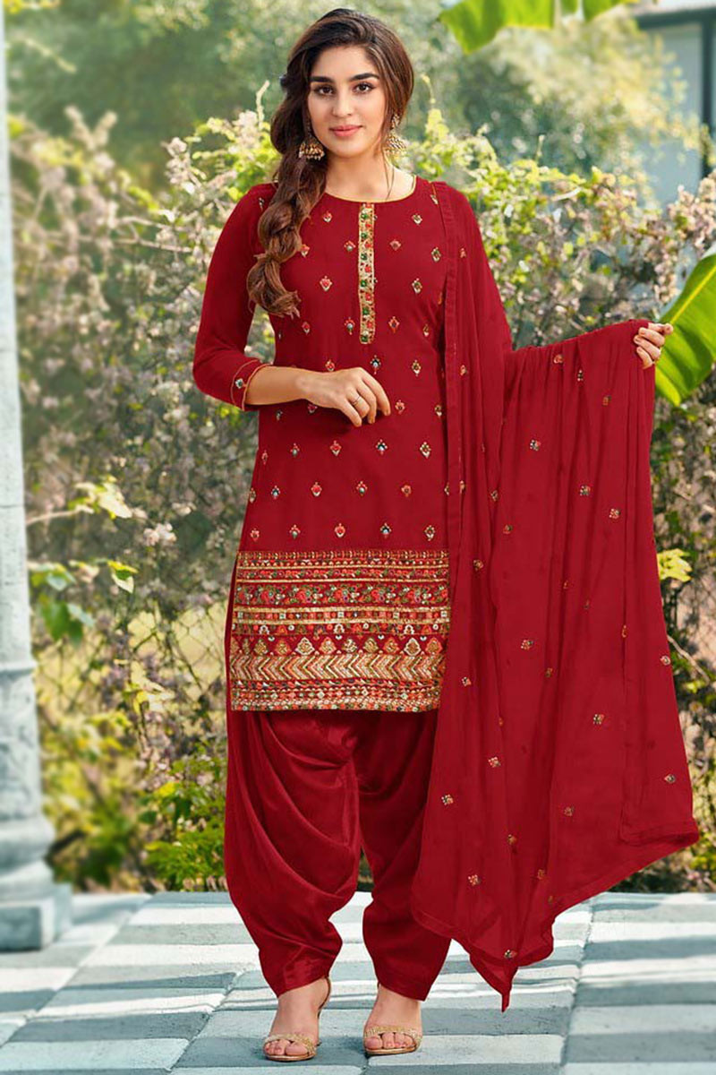 Buy Red Cotton Lucknow Chikankari Suit Set by KAAJH at Ogaan Market Online  Shopping Site