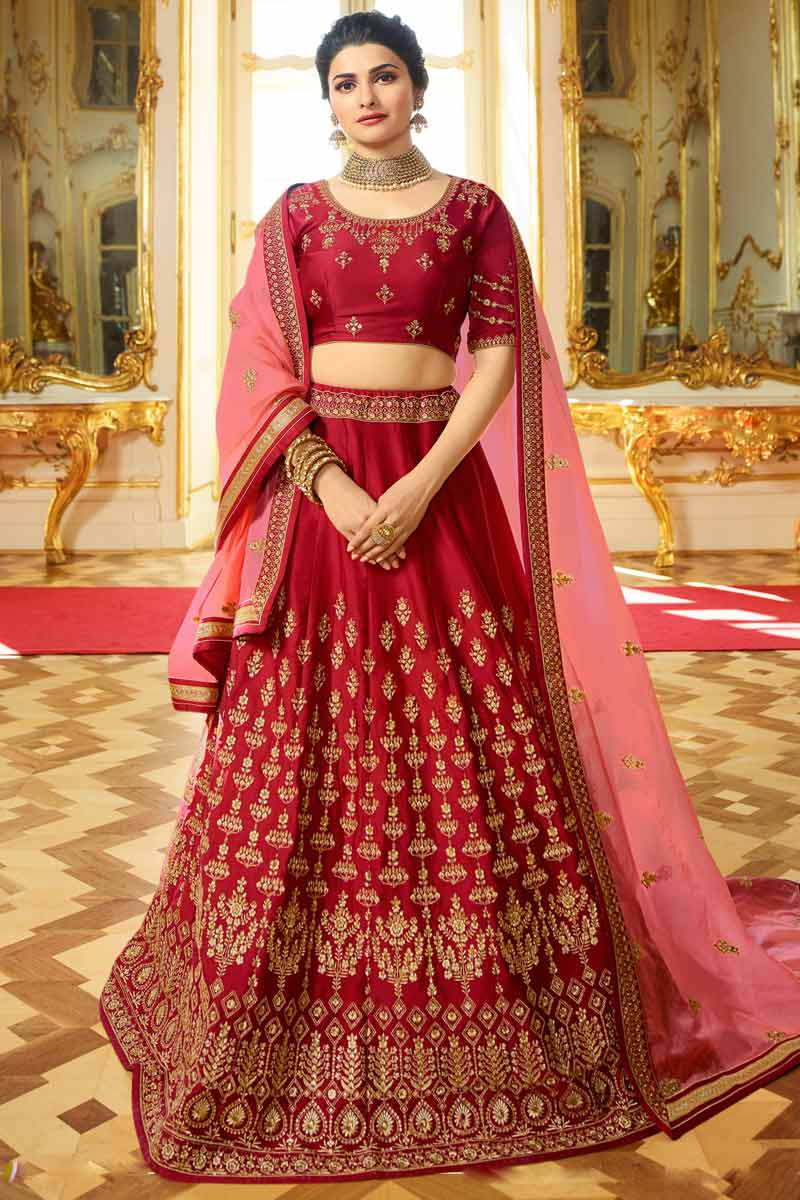 Maroon silk lehenga choli online