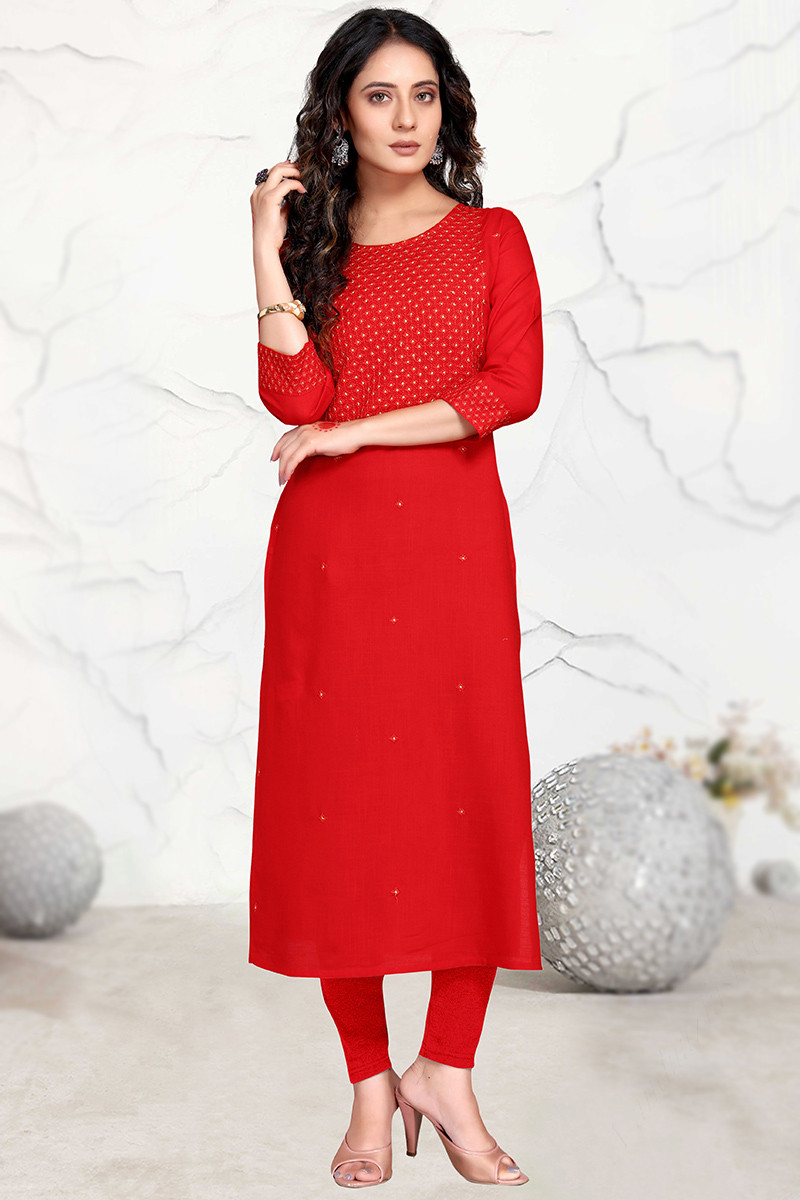 Suit for Eid Rayon Red Kurti LKV002092