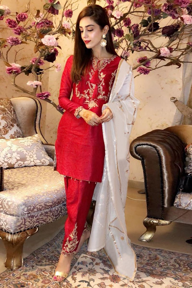 Brown Pakistani Style Salwar Pant Suit In Georgette SHRFZ109864 –  ShreeFashionWear