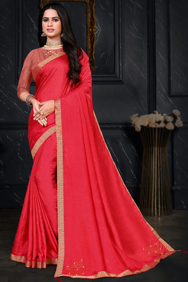 Royal Red Color Saree With Copper Zari Weaving Banarasi Beautiful Zari Work  In Form Of Traditional Motifs Soft Silk Saree
