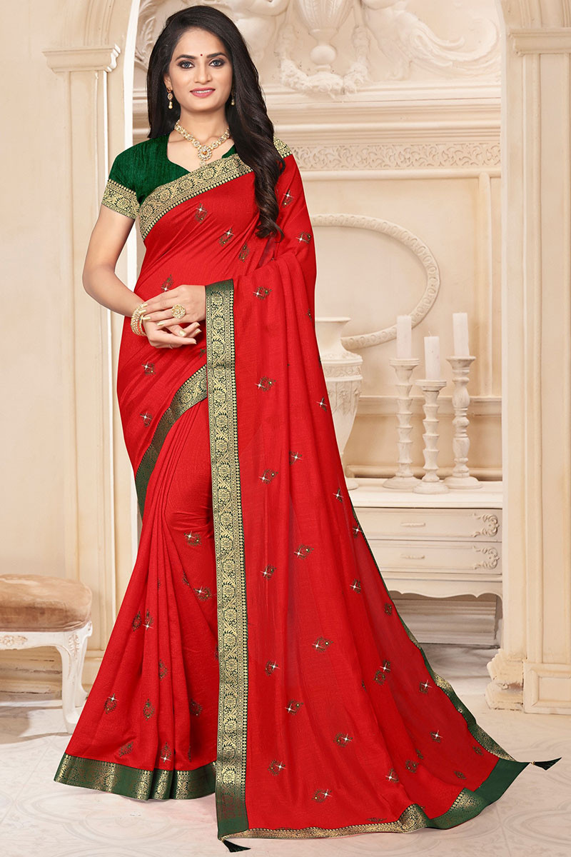 Red Designer Party Wear Saree for Ladies at Rs.2329/Piece in surat offer by  PN Textiles