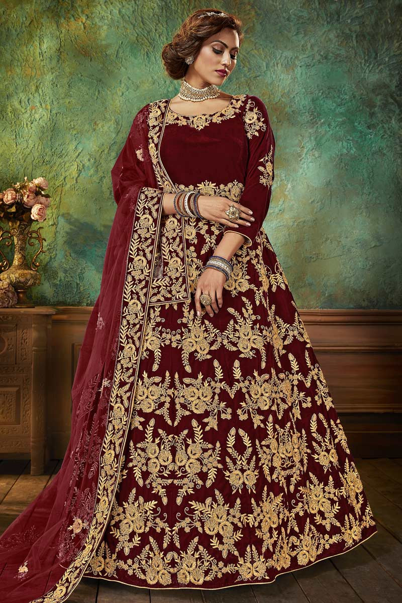 Red velvet outlet anarkali suits