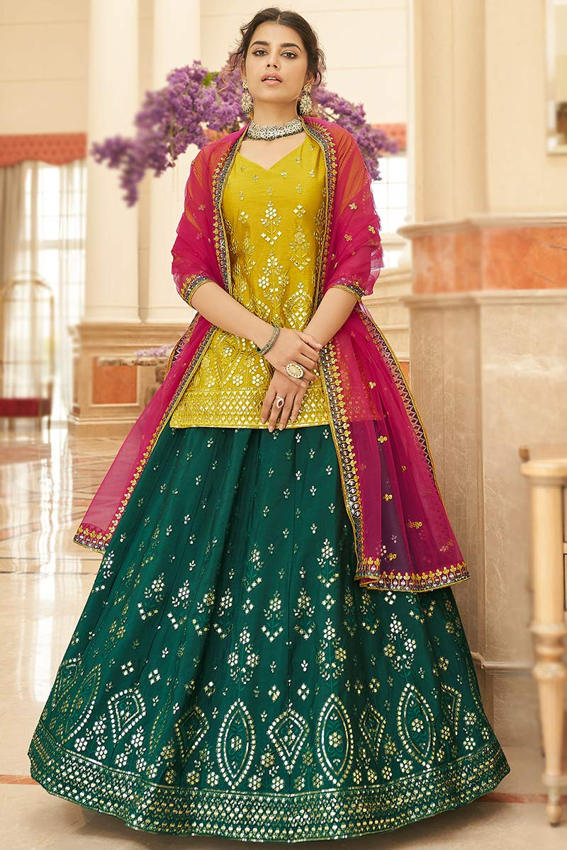 Pink green lehenga choli shop