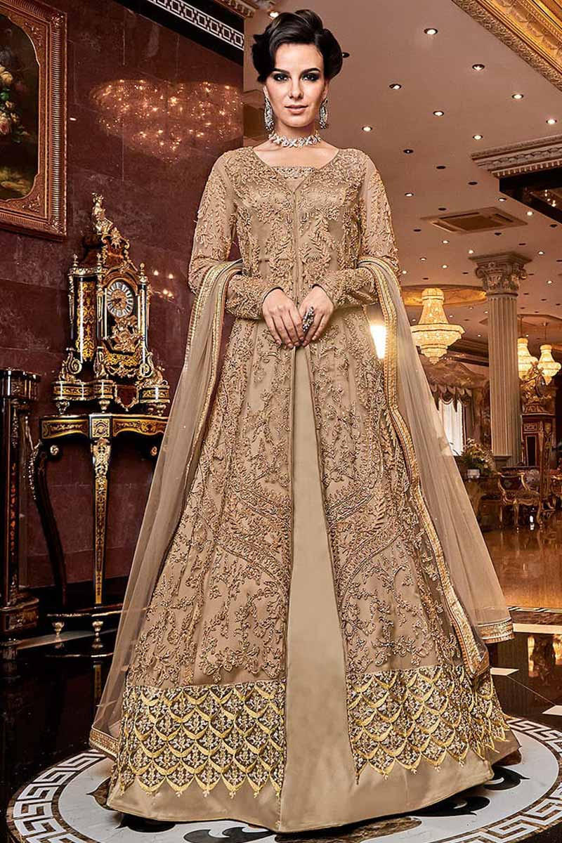 Beige colour clearance anarkali
