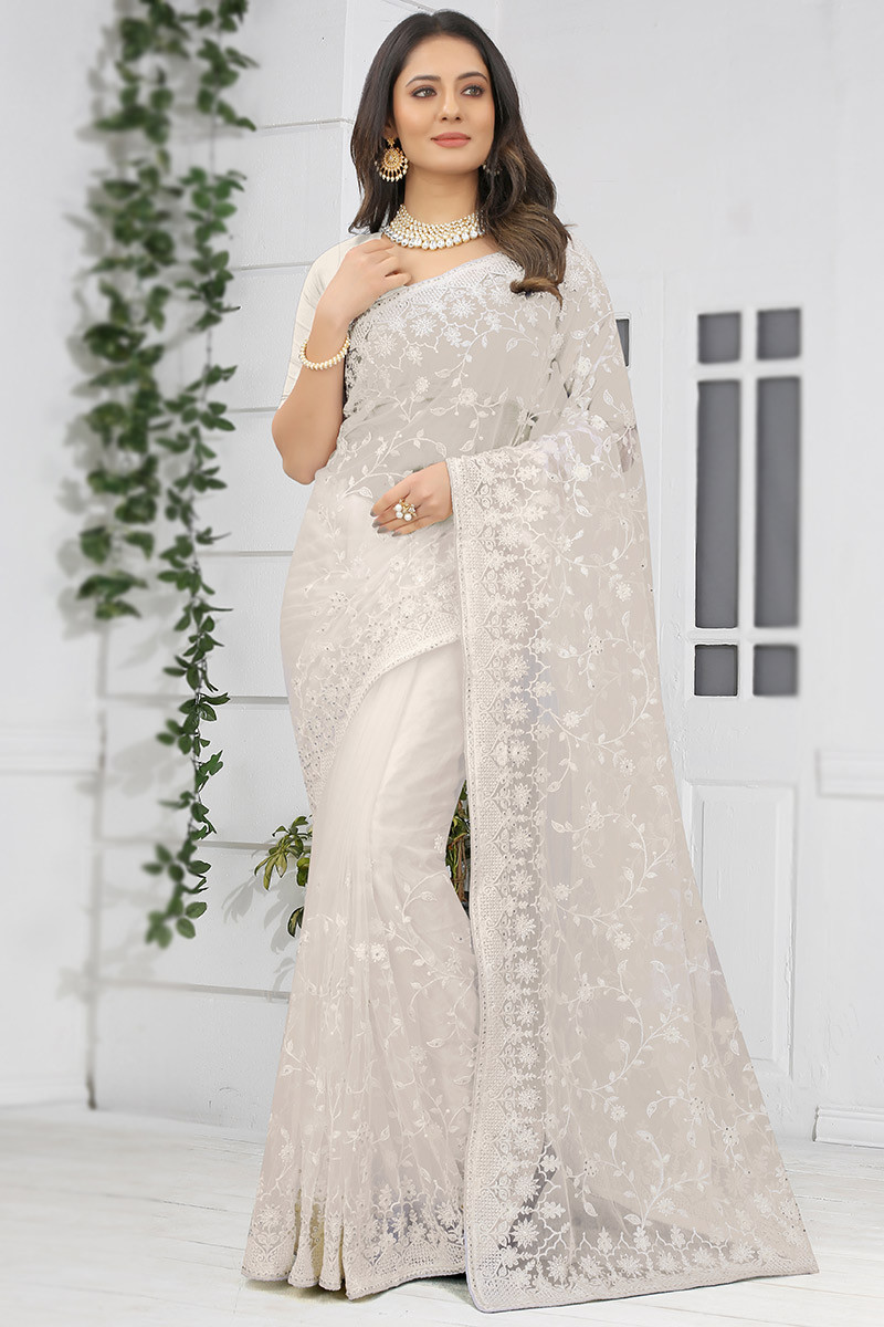 Vichitra Silk Designer Saree In Off White Colour - SR1542209-totobed.com.vn