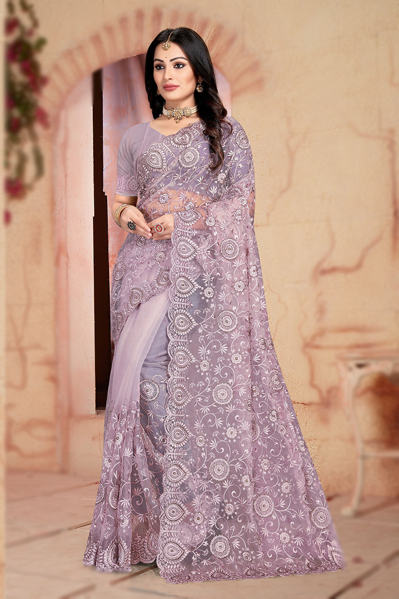 Wedding Wear Contemporary Saree - Vibrant Pink Embroidered Silk Saree –  Empress Clothing