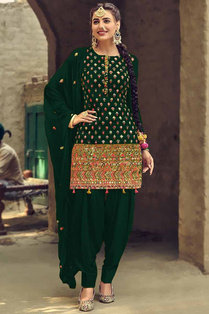 Dark green cheap punjabi suit design