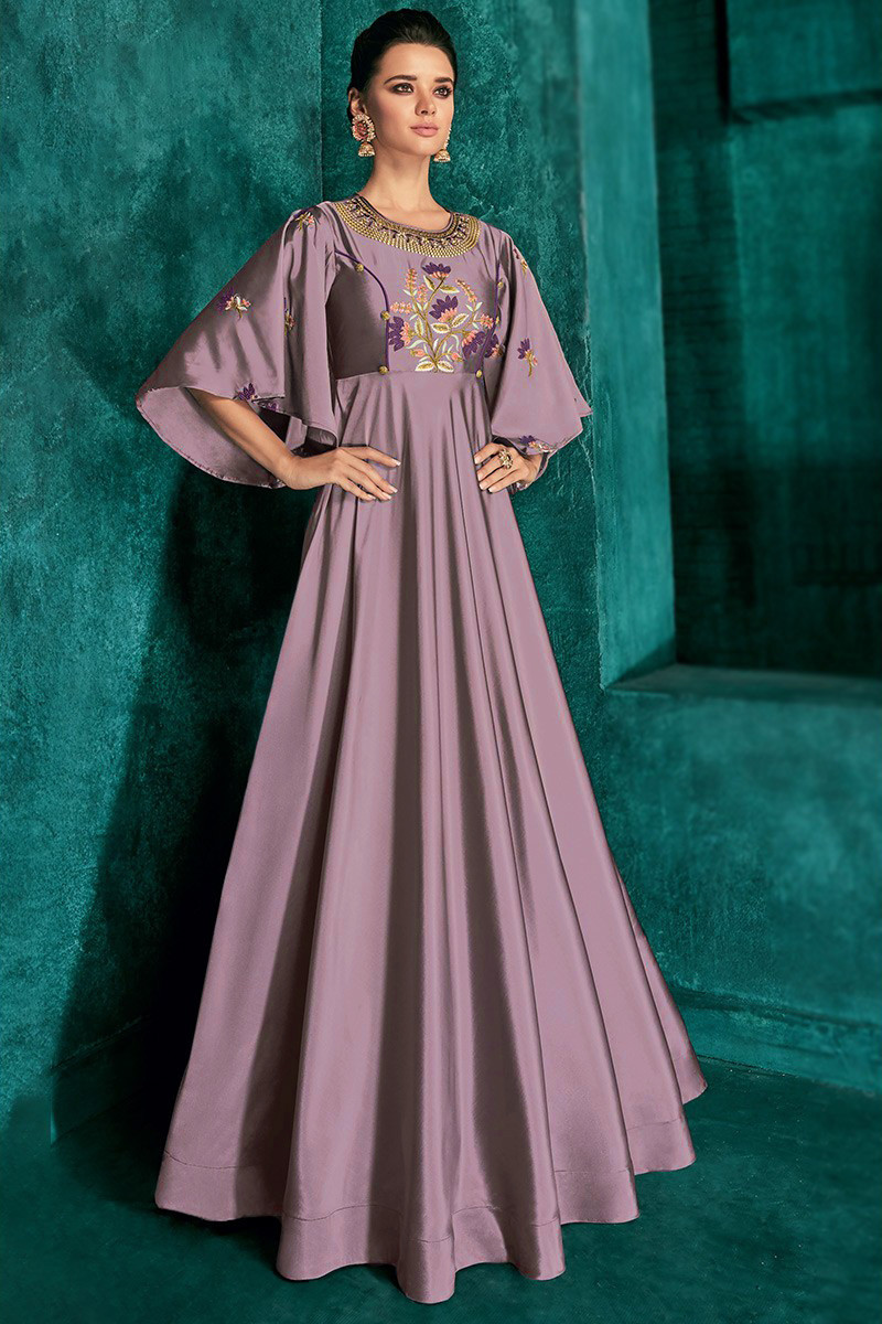 Purple Gown with Thread Work LSTV122128
