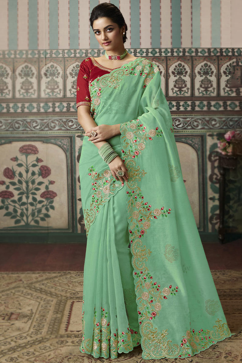 Femina Georgette Wholesale Resham Work Sarees 8 Pieces Catalog Catalog