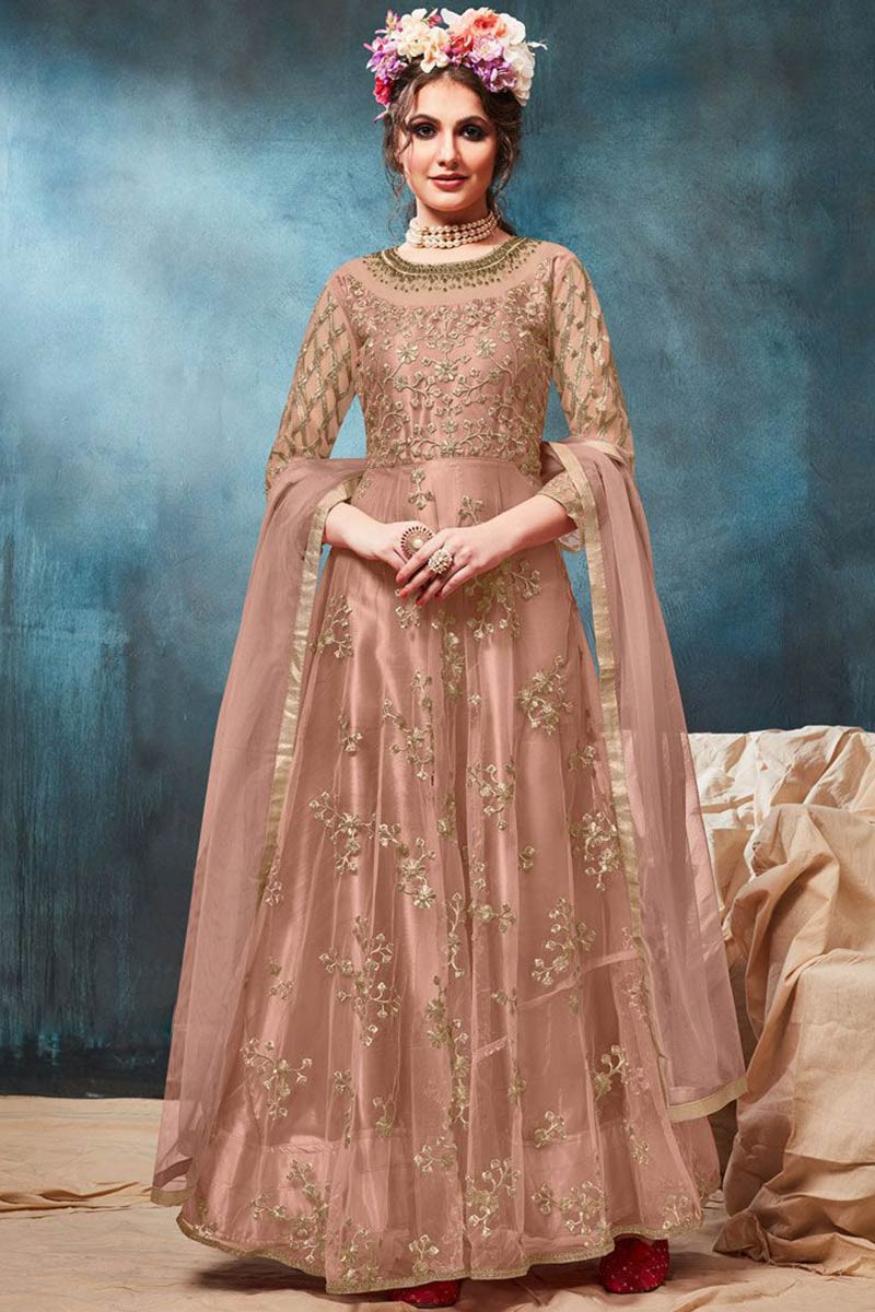 Rose gold net dress online