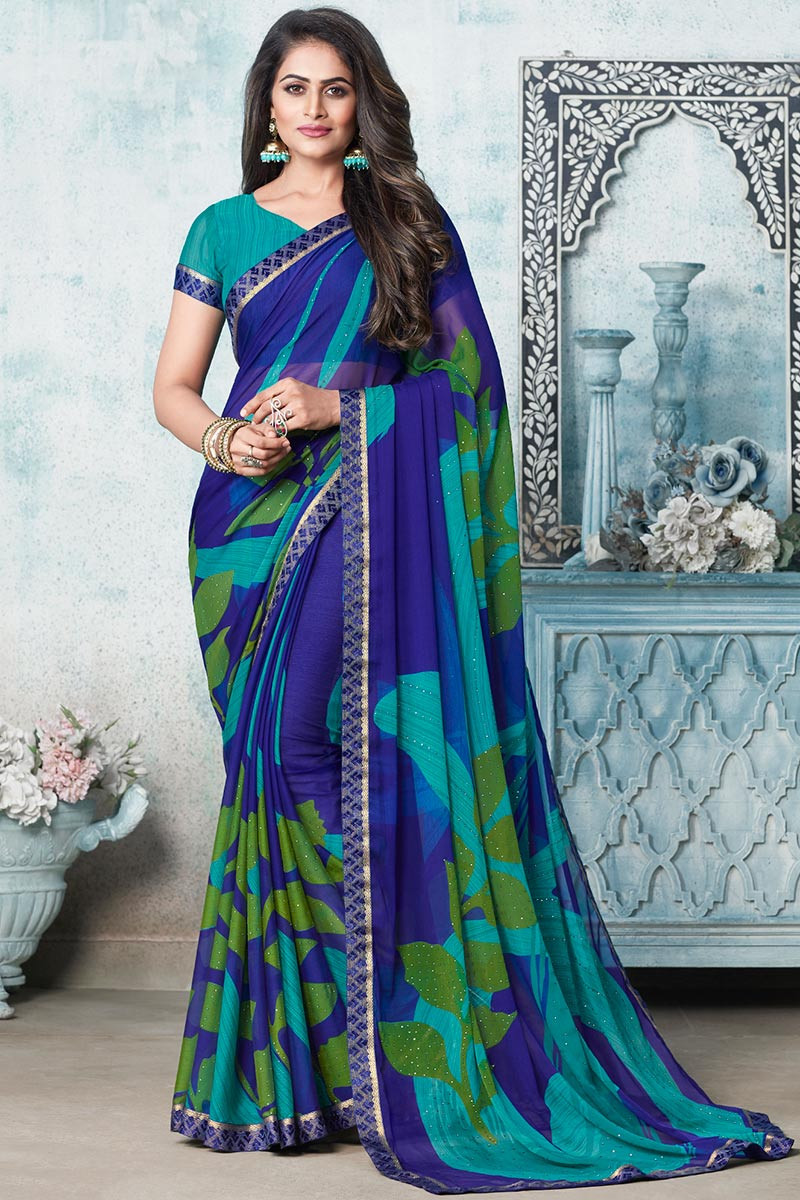 Buy Reception Wear Wine Embroidery Work Georgette Saree Online From Surat  Wholesale Shop.