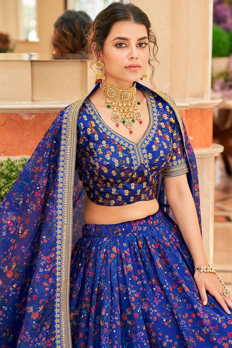 Buy One Shoulder Crop Top Skirt, Royal Blue Lehenga Choli for Women Ready  to Wear Custom Size, Designer Indian Bridal Wedding Dress, USA Online  Online in India - Etsy