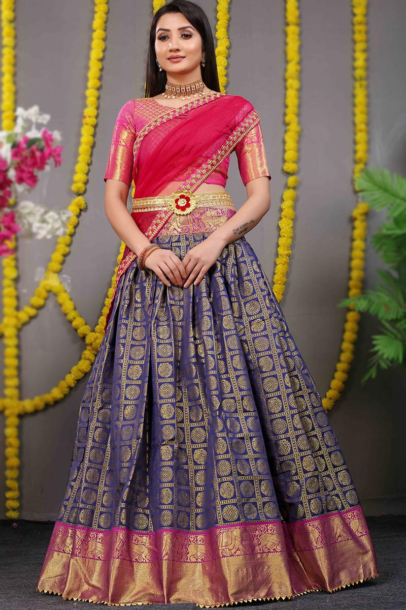 A Ritu Kumar Lehenga in Royal Blue paired with a Pink dupatta at  WeddingSutra on Location #weddingsutra #… | Dress indian style, Traditional  outfits, Indian dresses