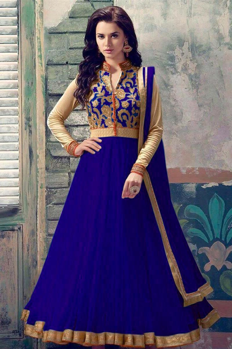 Royal Blue Soft Net Anarkali Churidar Suit Shopping Online Andaaz
