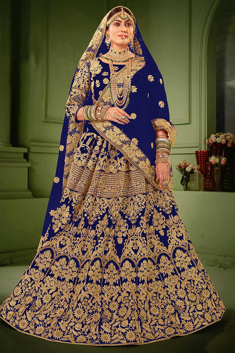 Bridal lehenga in royal blue color store