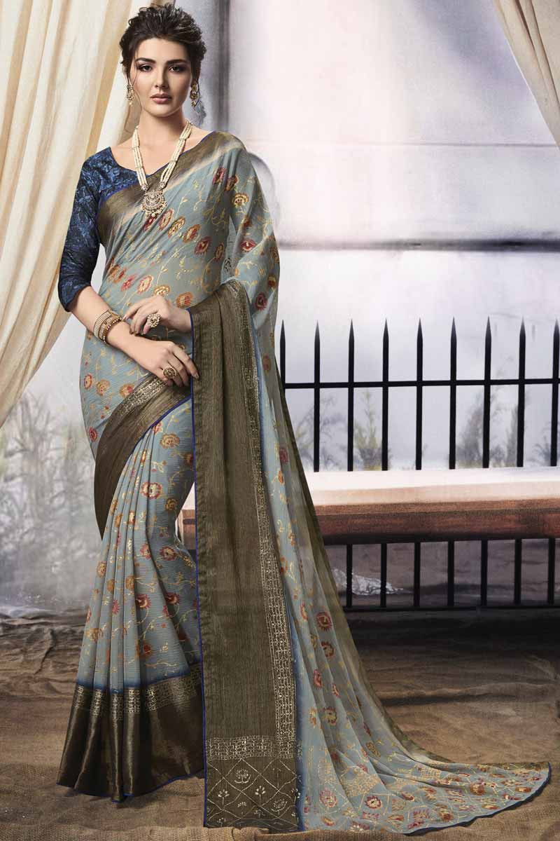 Buy Latest Georgette Saree and Chiffon Saree Online - Ranisa - Medium