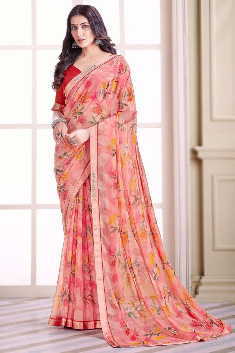 RAHI VOL 9 BY SANSKAR TEX PRINT CHIFFON BRASSO PRINTED SAREE WITH DESIGNER  BLOUSE CONCEPT EXPORTER IN MALAYSIA USA UK FRANCE FIJI NEWZEALAND - Reewaz  International | Wholesaler & Exporter of indian