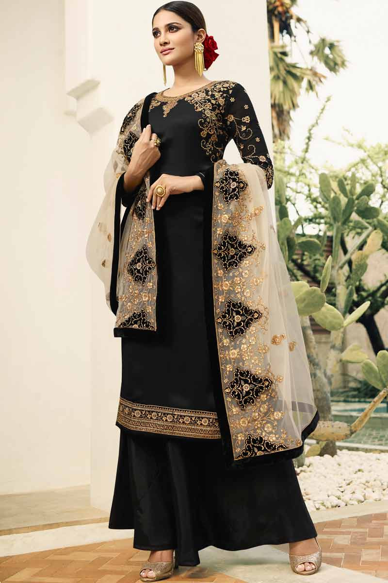 Black palazzo sales pant suit