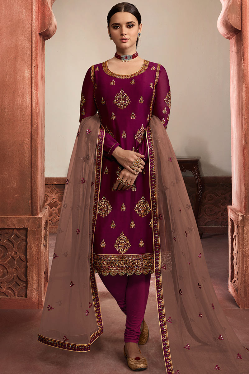 Satin churidar cheap