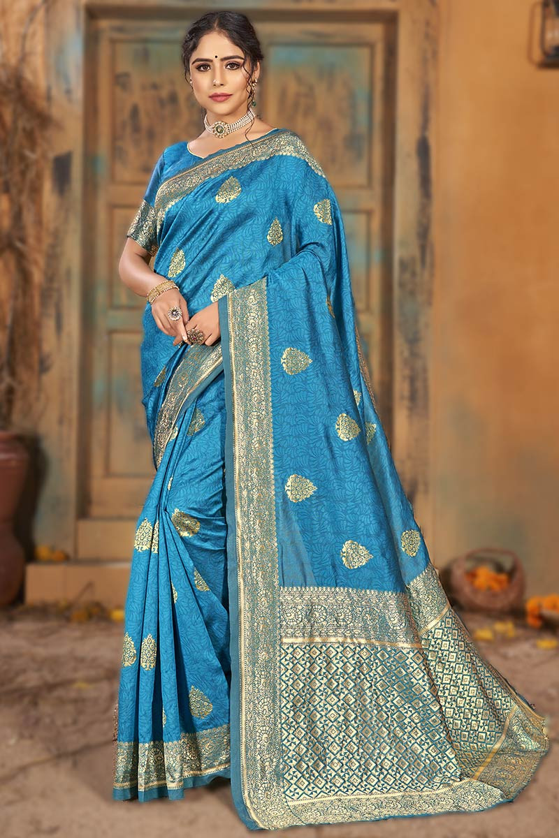 Blue Indian Sari Fabric