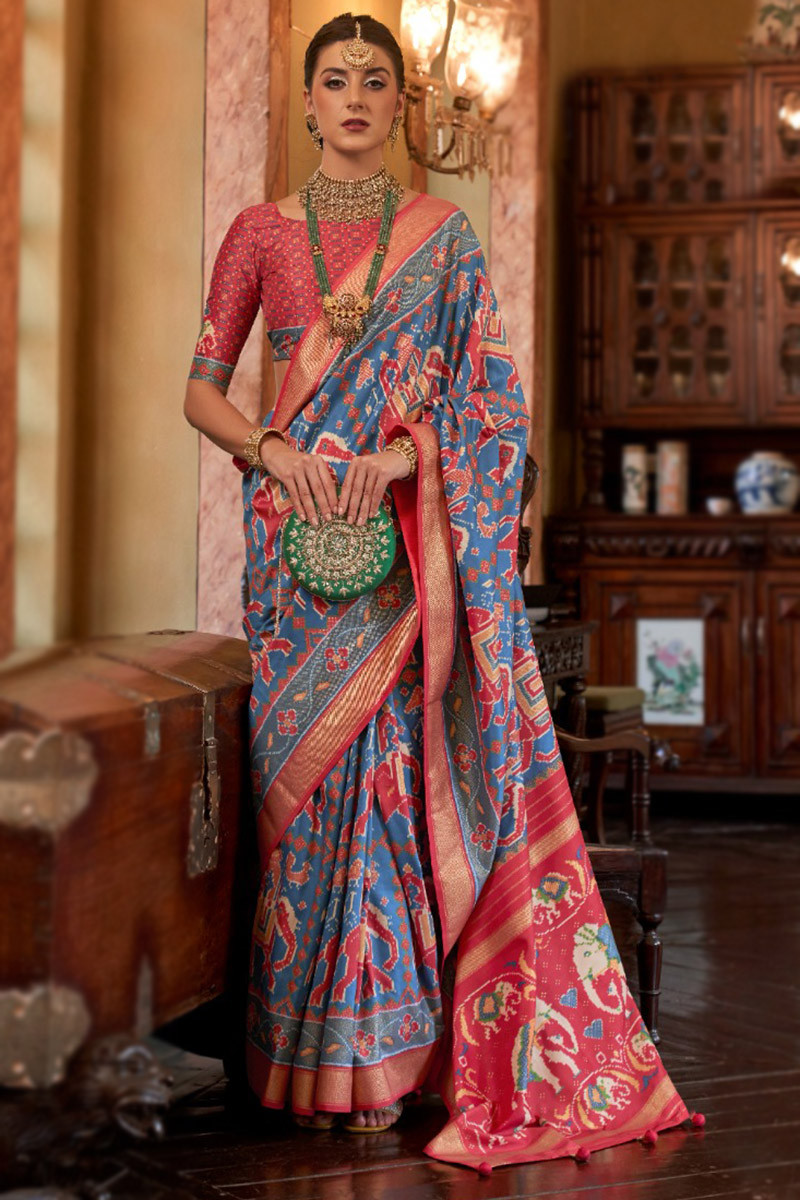 Buy Celeste Blue Tussar Silk Saree online-Karagiri – Karagiri Global