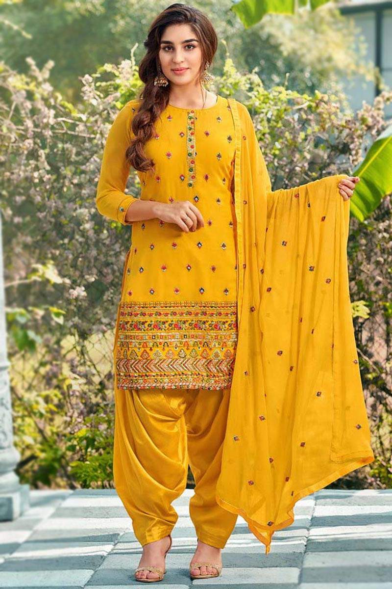 Buy Black Latest Designer Tafeta Silk Punjabi Patiala Suit | Punjabi Patiala  Suits