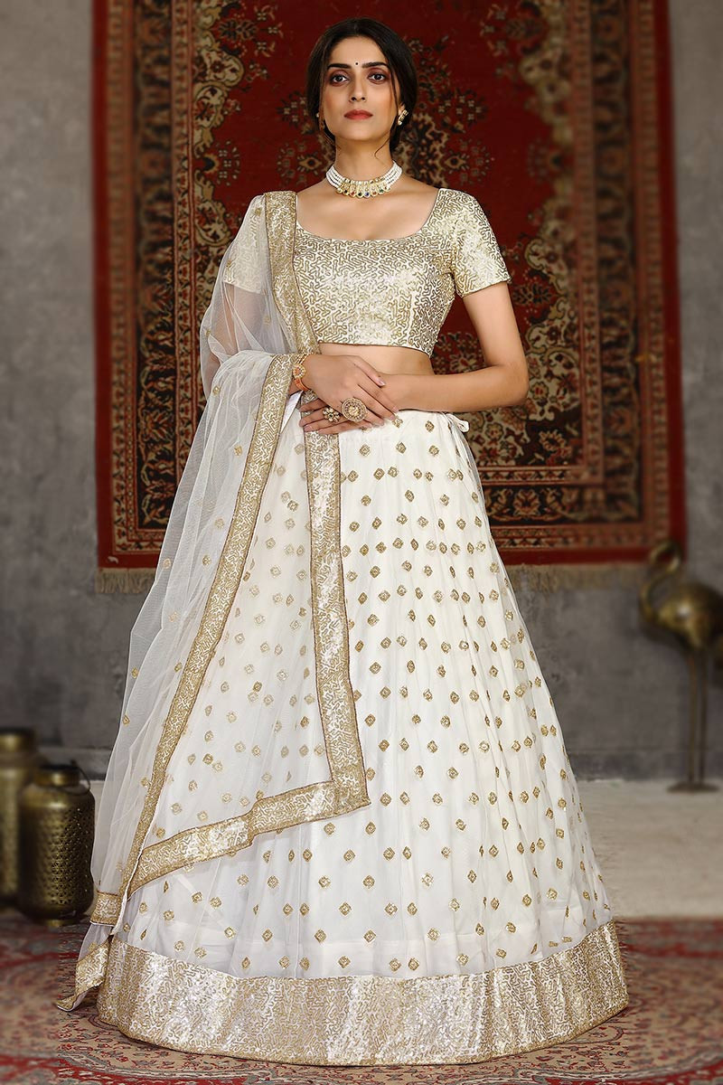 White net lehenga choli top