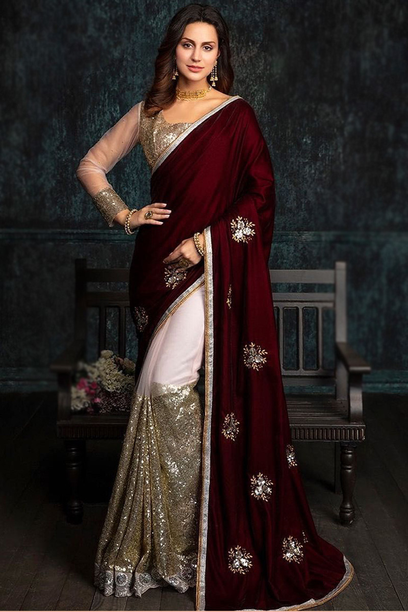 Yellow fashion - Designer Sarees At www.yellowfashion.in !! Maroon Color  Two Tone Silk Exquisite Party Wear Saree @ Rs.4920 To buy now please click  https://bit.ly/3cizaNu To view more designs please click  https://www.yellowfashion.in/collections ...