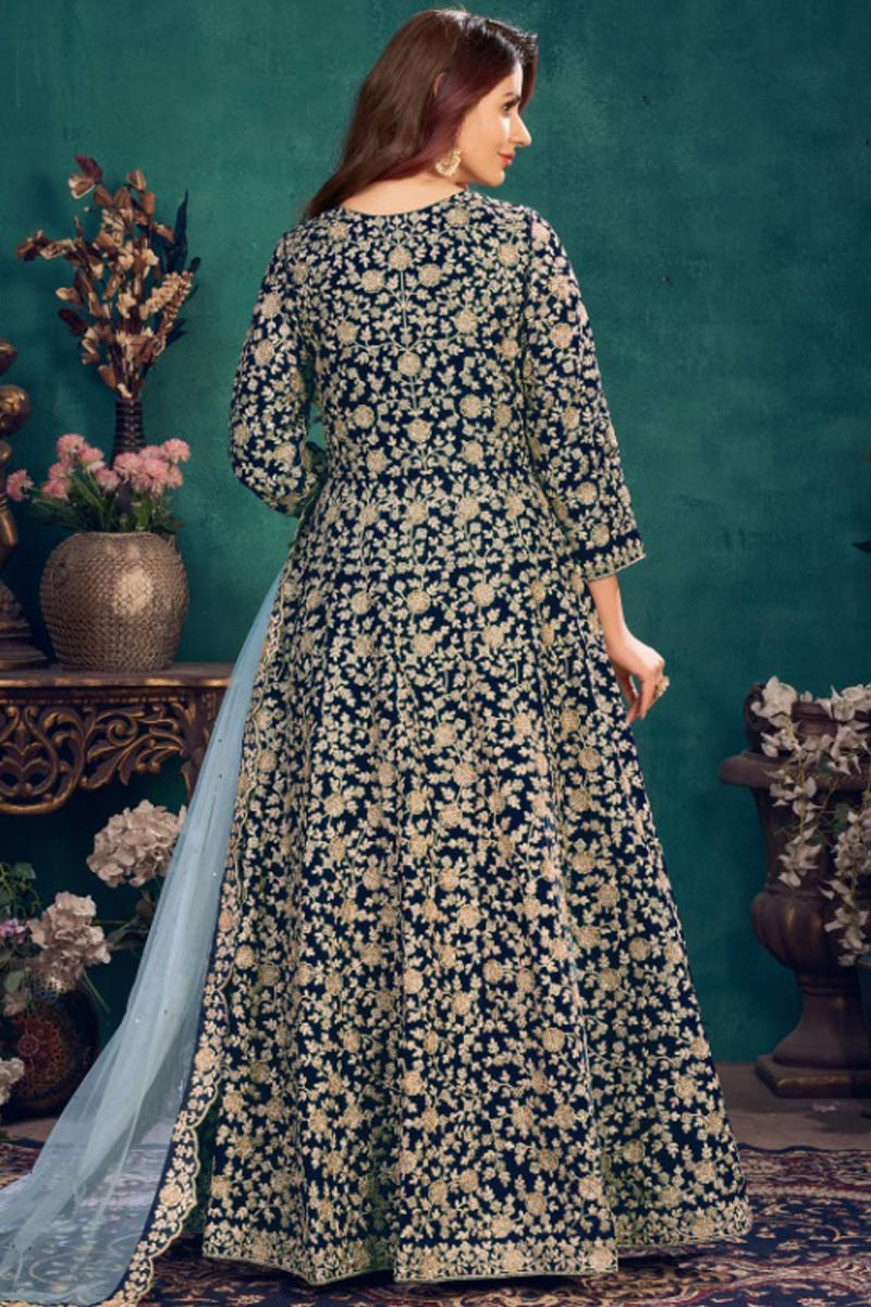 Sale Anarkali Suit in Royal Blue Embroidered Fabric LSTV113510