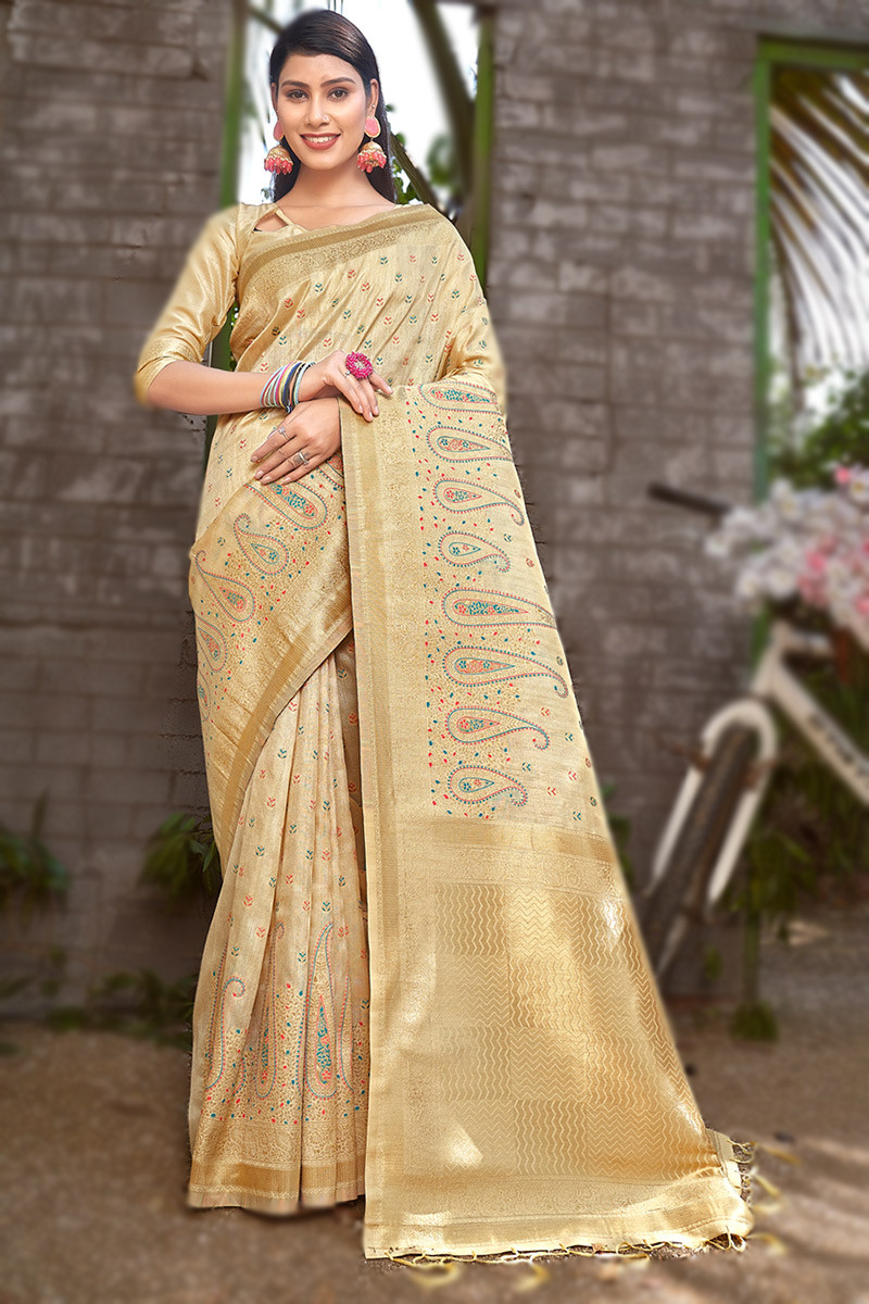 Beige sarees wedding deals
