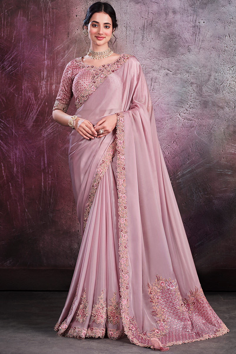 Pink fancy saree discount