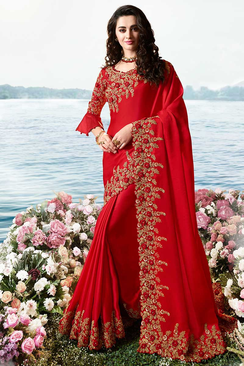 Buy Silk Indian Wedding Saree In Red Colour Online SARV03075 Andaaz Fashion