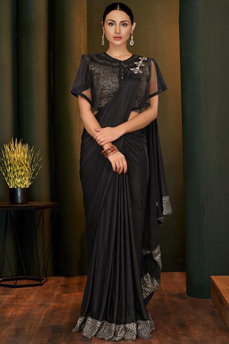 Bollywood Partywear Black Saree In Georgette SF223NX – ShreeFashionWear