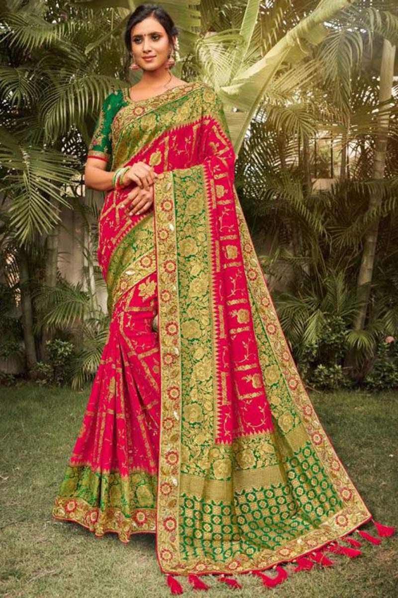 Buy Silk Party Wear Saree In Hot Pink Color Online SARV06362 Andaaz Fashion